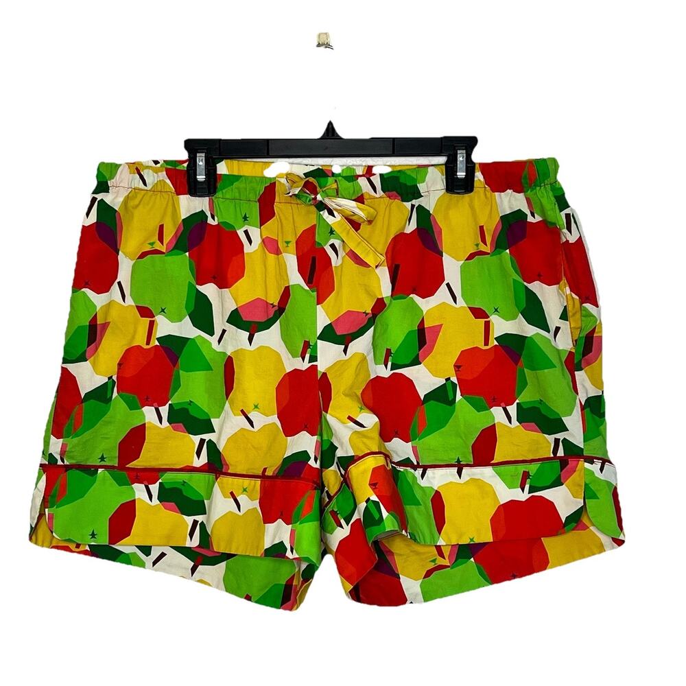 Lesley Evers Women’s 1X Apple Boxer Shorts Drawstring MOD Cotton Retro Fruit A10